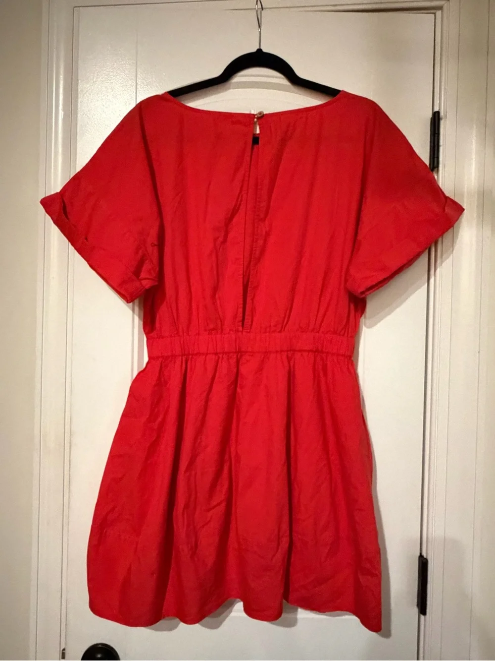 Free People Red Short Sleeve Elastic Waist Midi Dress